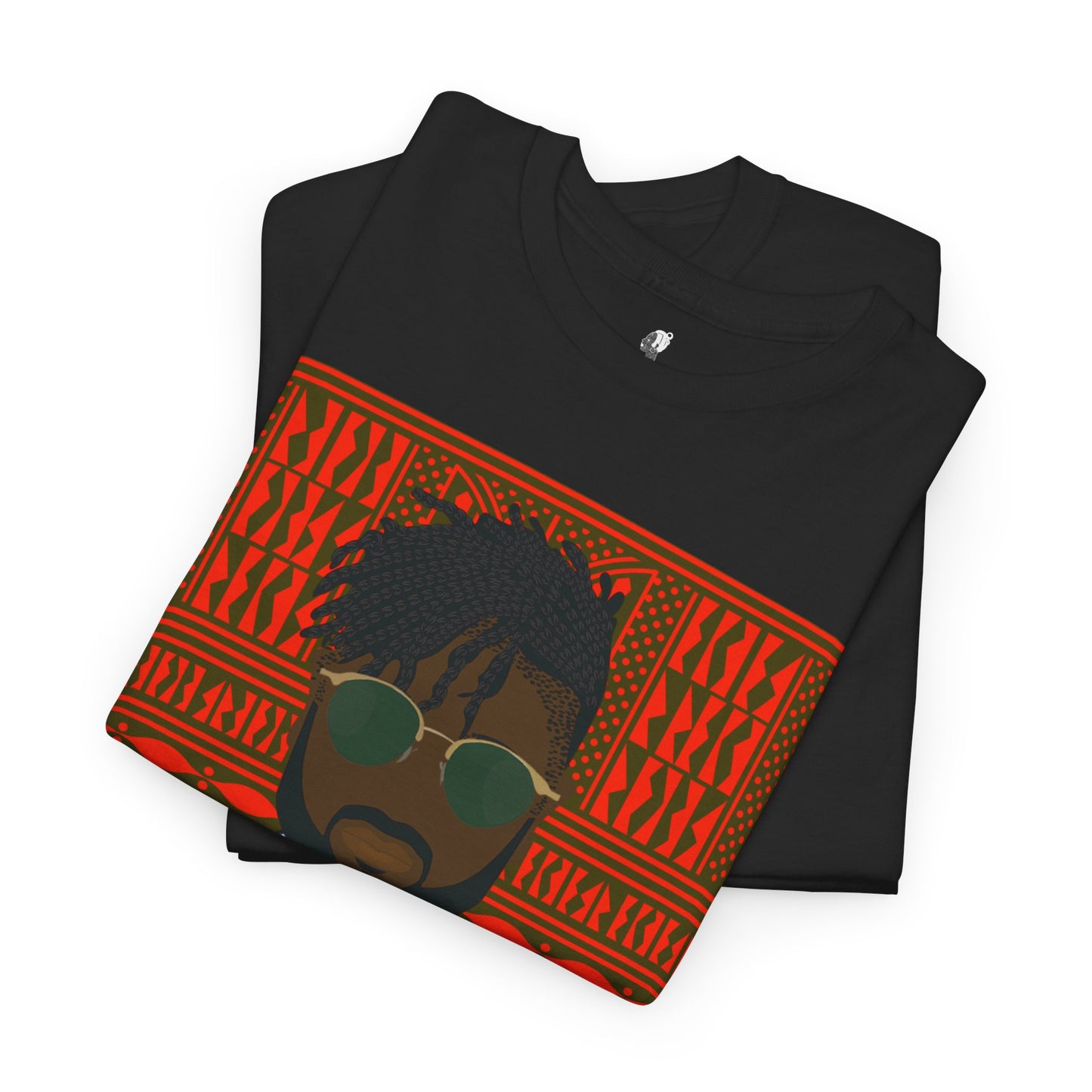 Pascale(Chocolate) in Yellow Toghu on Red Ndop Unisex Heavy Cotton Tee