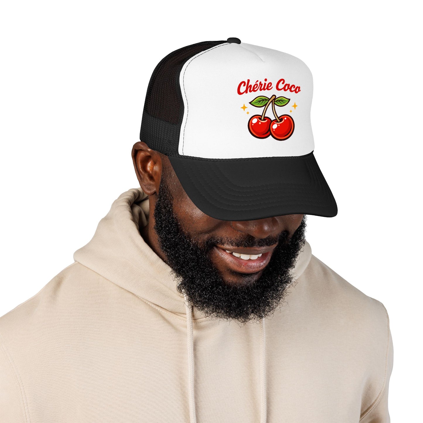 Chérie Coco Trucker hat , Cherry retro script design, Mother's Day Gift