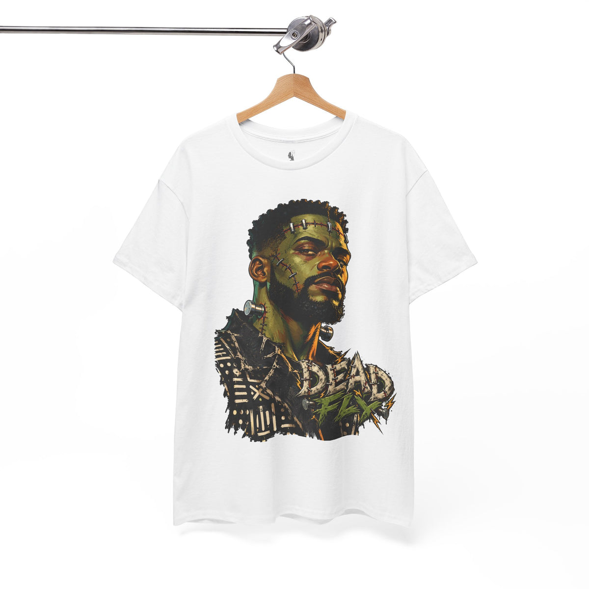 Dead Fly Afro Frankenstein Halloween Tee Unisex Heavy Cotton Tee