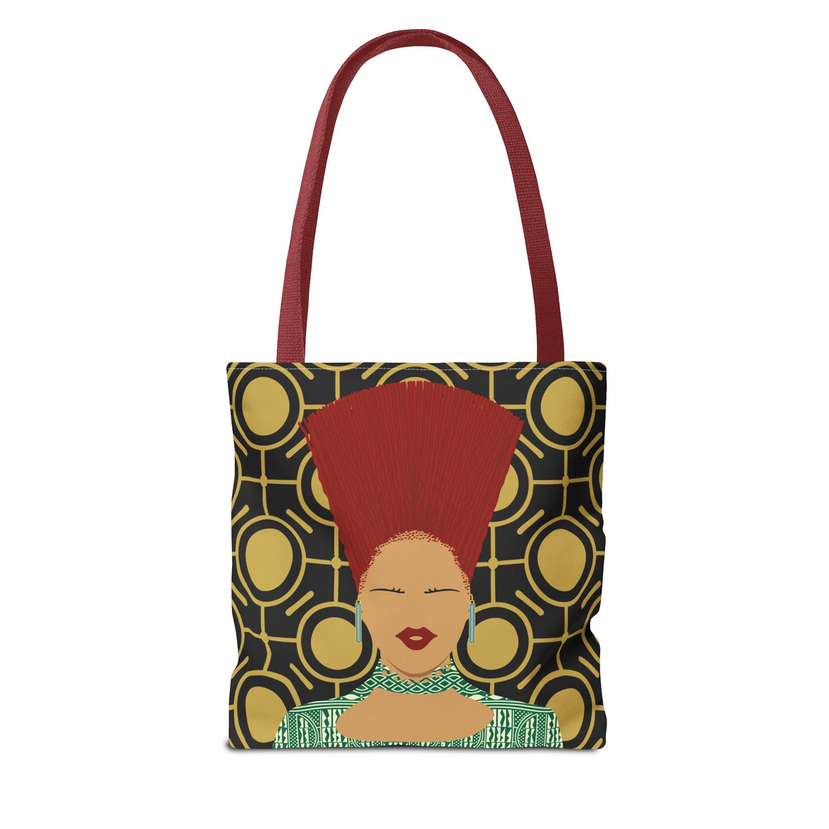 Afrocentric Queen Nef Two Sided Canvas Tote Bag, Gold Goals
