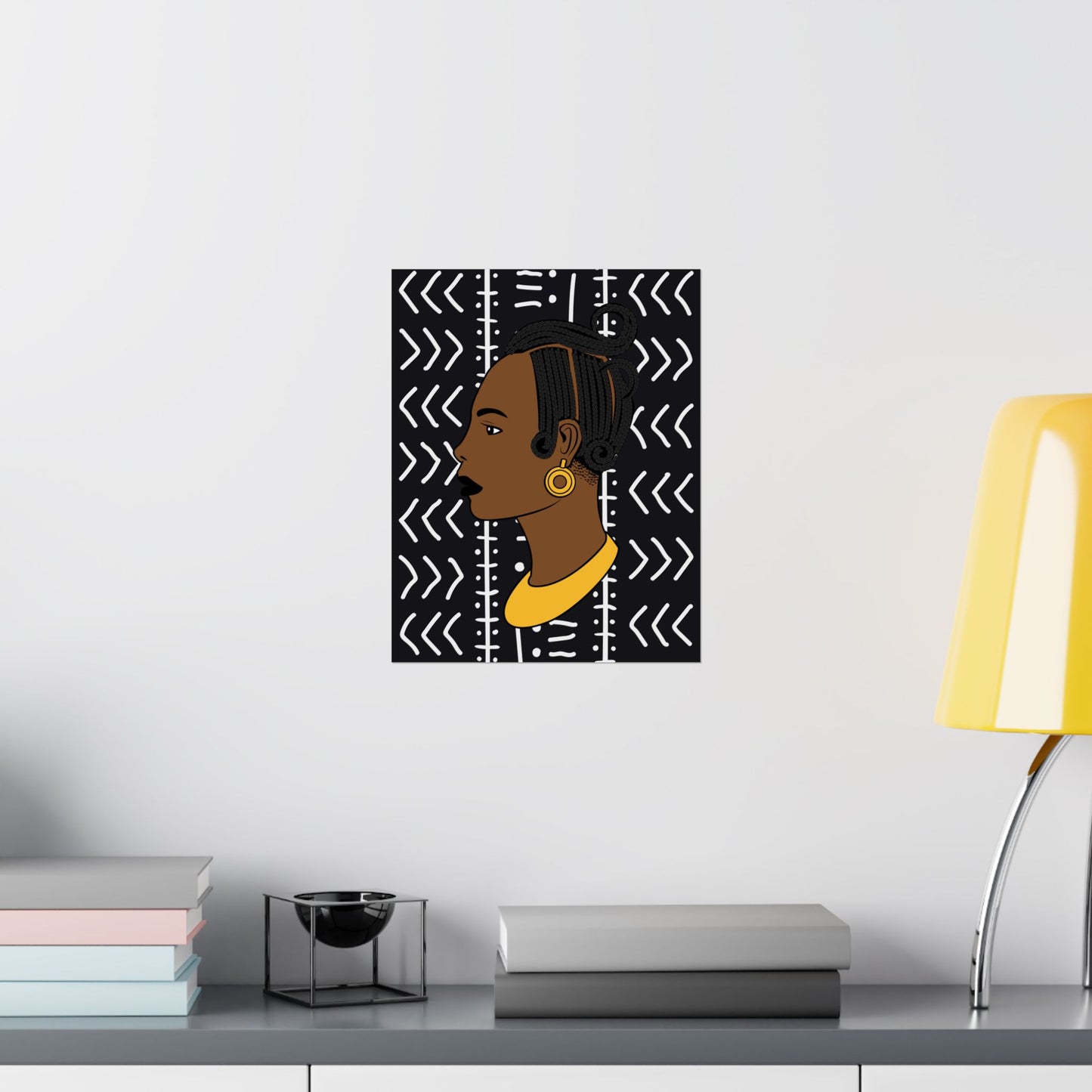 Lady Kongossa on Black Mudcloth Premium Matte Vertical Posters