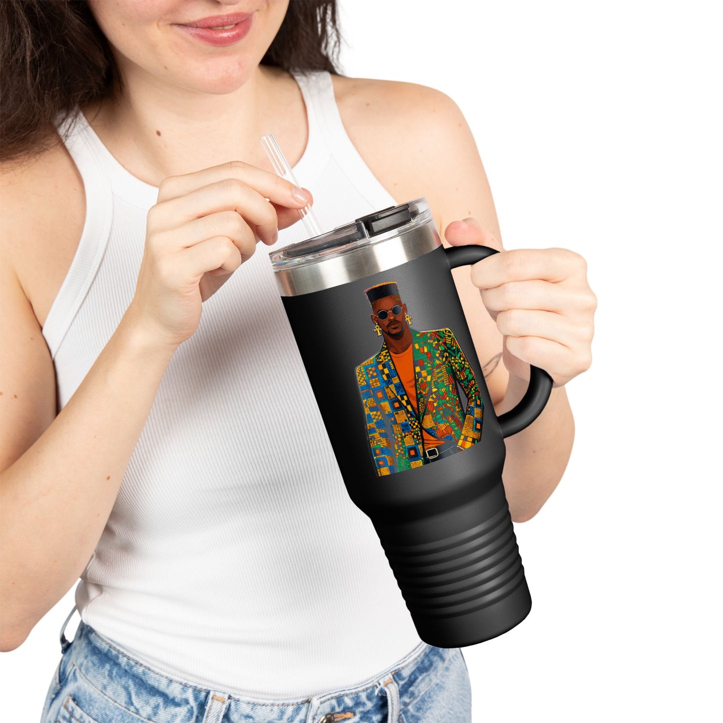 Hustler ever Sleeps Personalized Insulated Travel Mug, 40oz, Stylish Travel Companion, Premium Coffee Mug, Gifts for Him