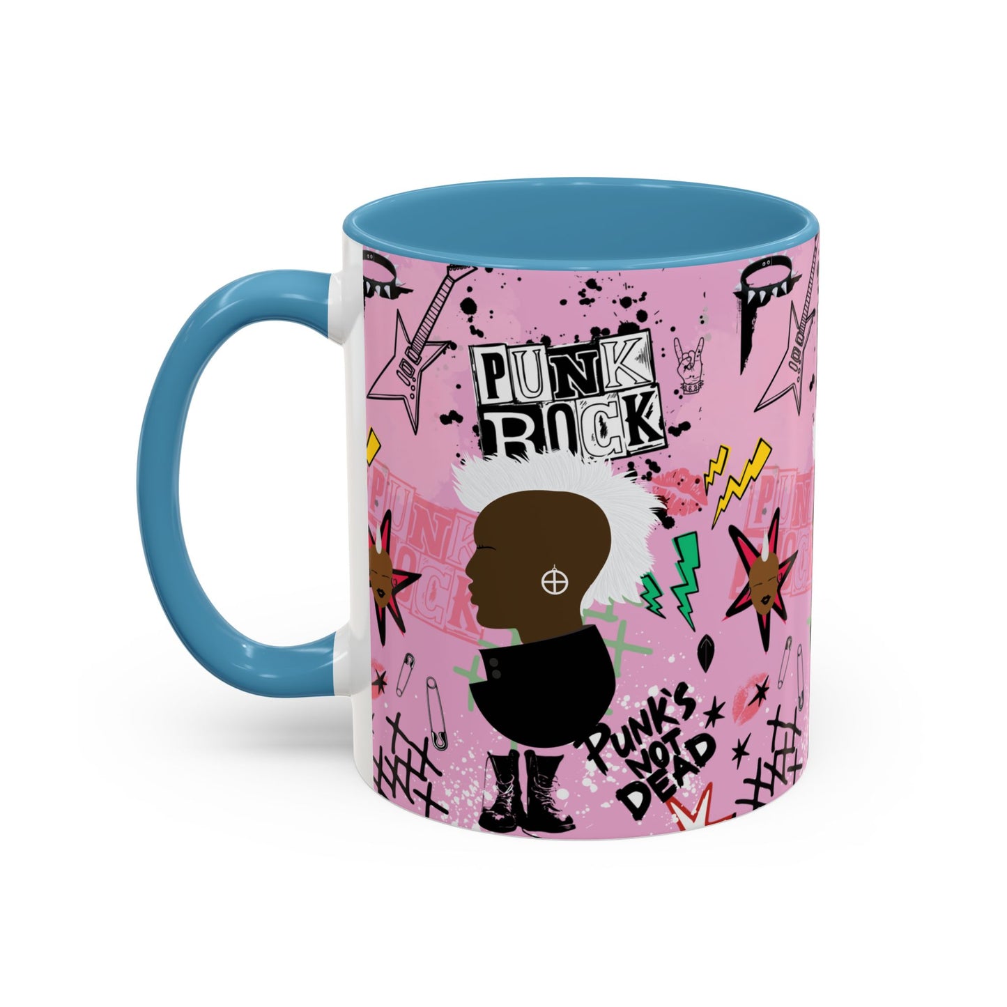 Punk Rock Pattern Accent Coffee Mug,  11oz, 15oz