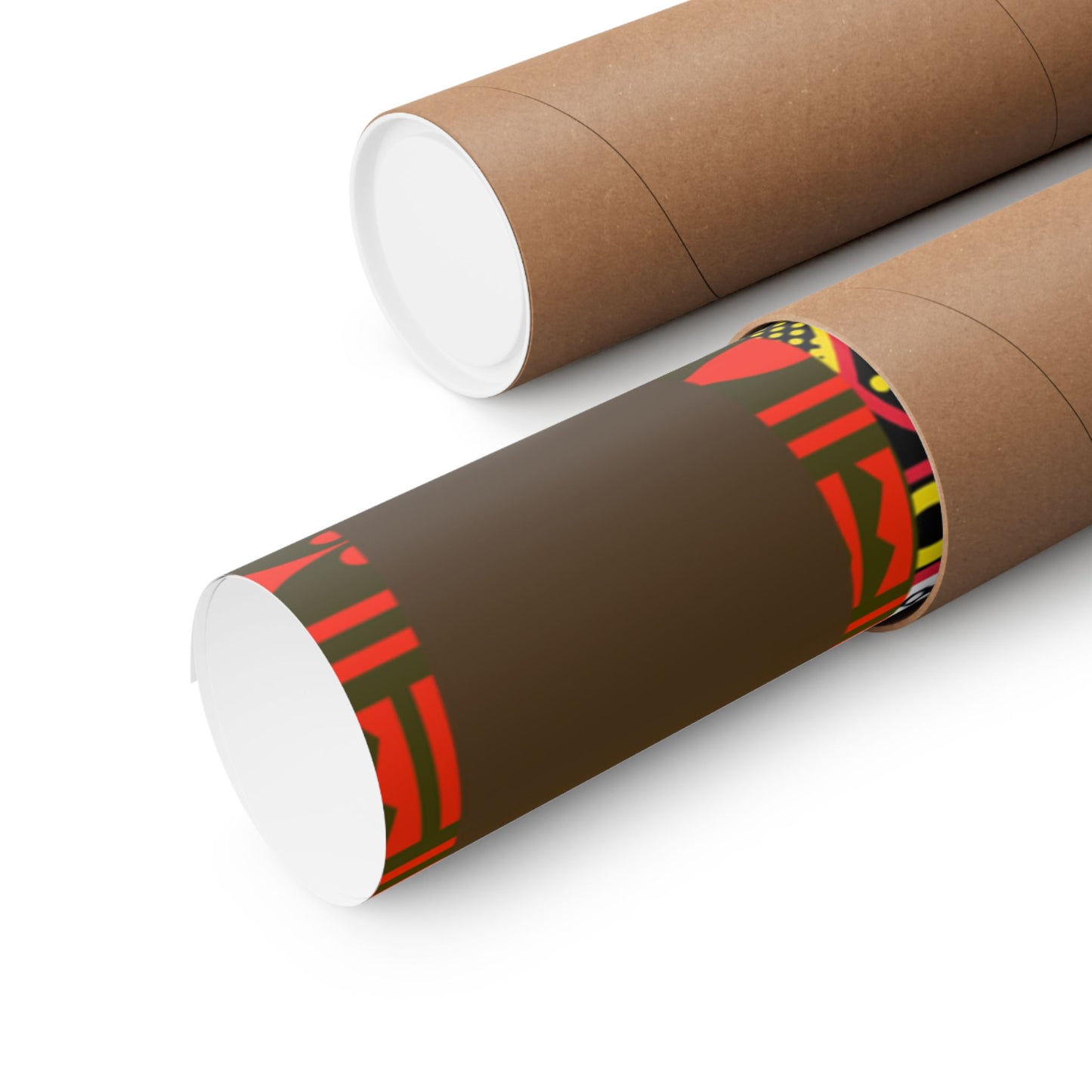 Pascale (Chocolate) in Yellow Toghu on Red Ndop Backdrop Premium Matte Vertical Posters