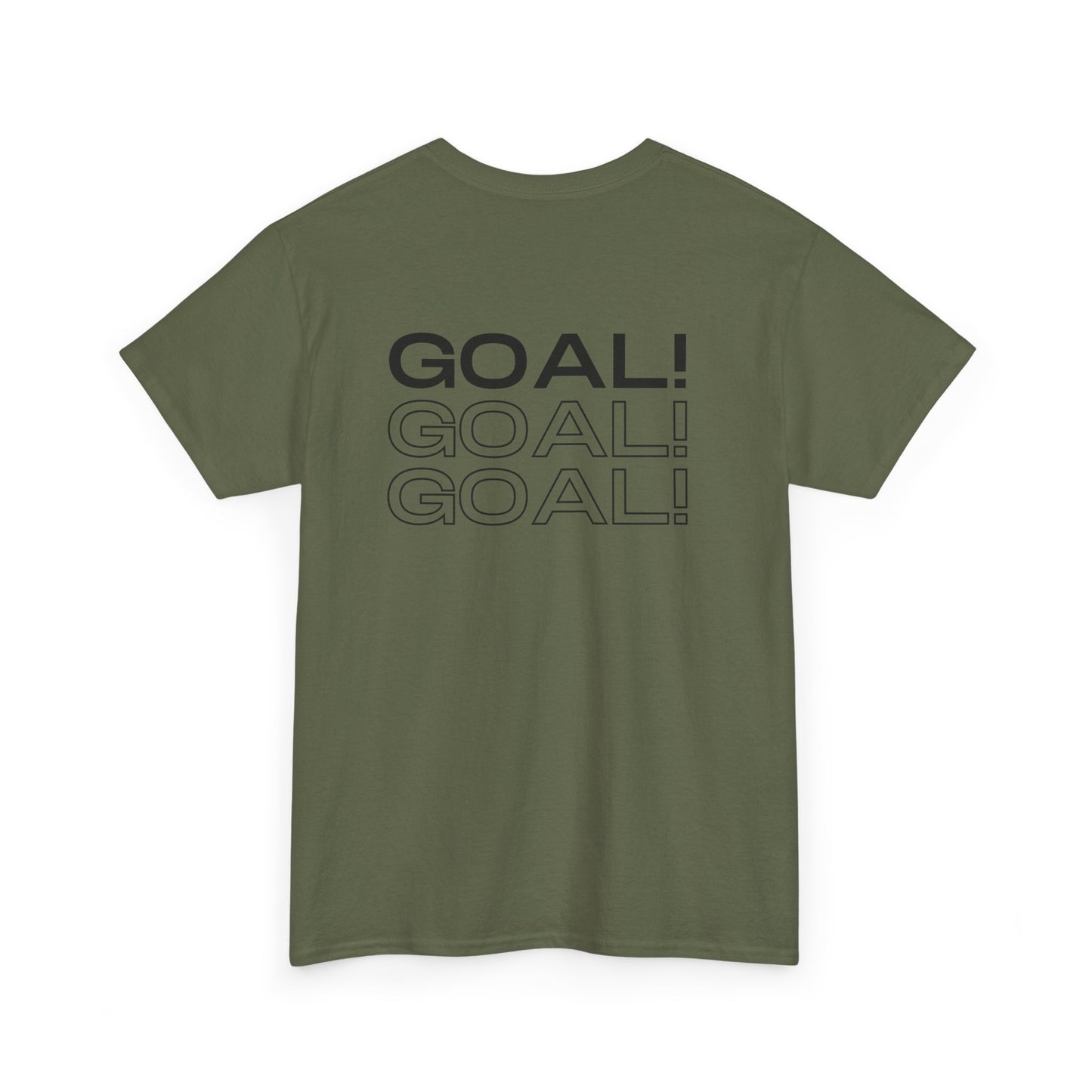 GOAL!! - BW Football on Yellow Toghu with Back Design Unisex Heavy Cotton Tee