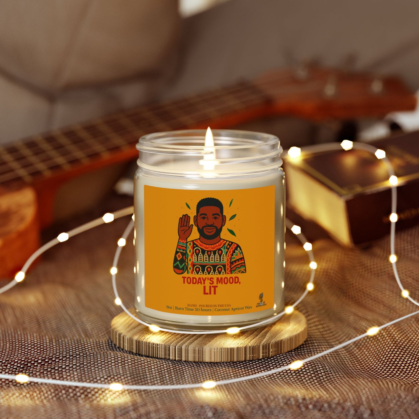 Today's Mood, LIT Coconut Apricot Wax Scented Candles (Color), Afrocentric Candle, Home Fragrance Decor, Aromatherapy Gift, Relaxation Candle