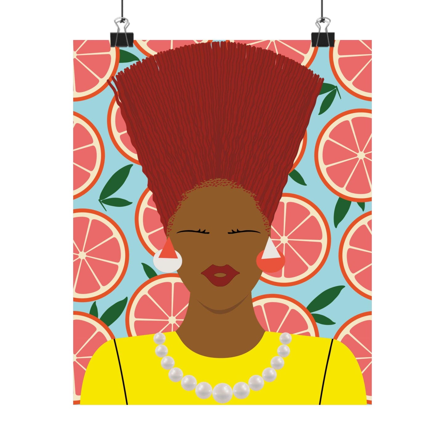 Nef with Red Hair on Grapefruits Premium Matte Vertical Posters