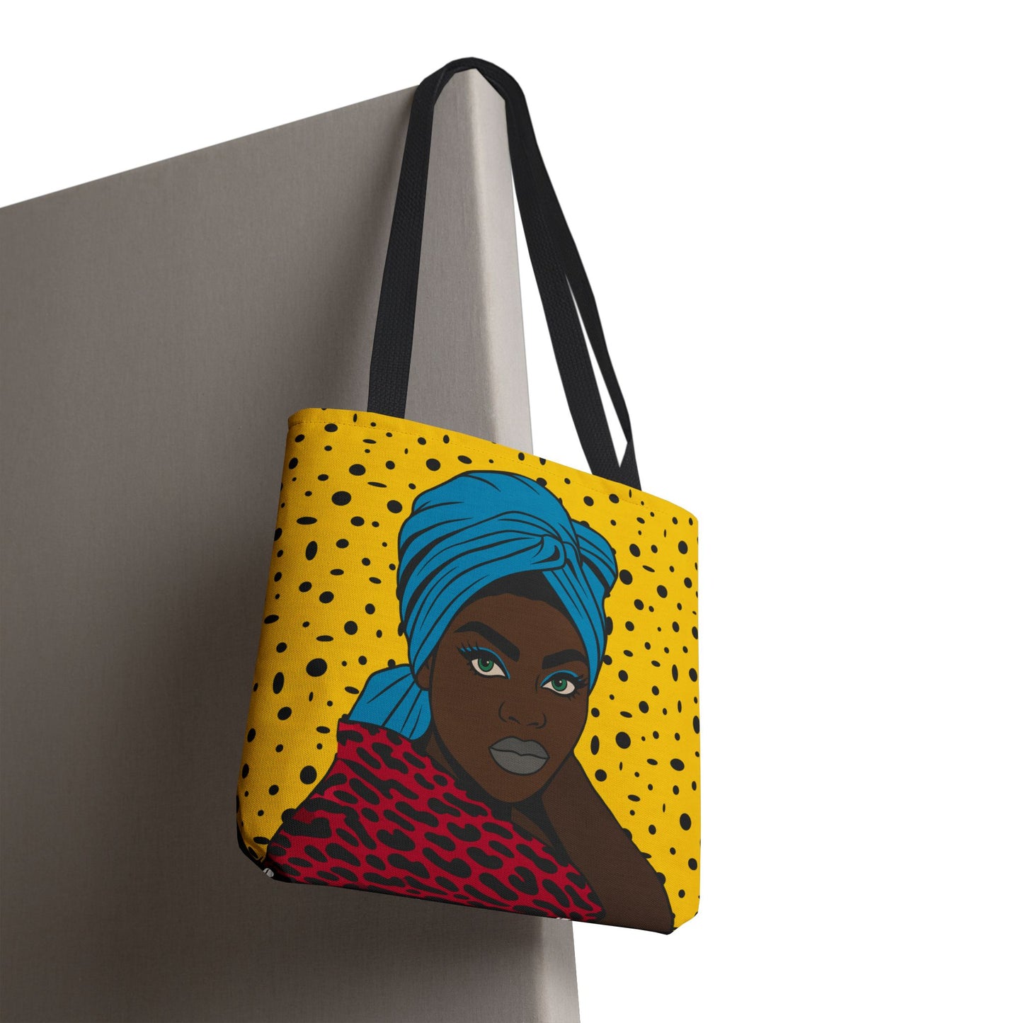 Turbanique Afro Glam Tote Bag, Black Woman, Cheetah Print, "VaVa Voom" Back