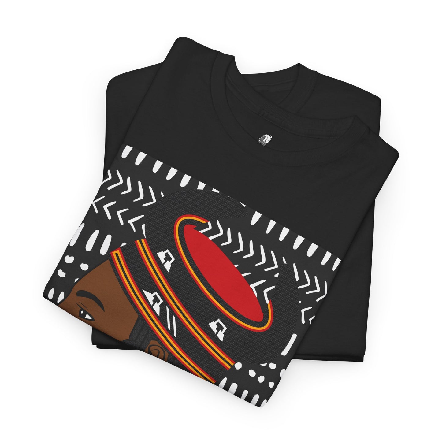 African Lady in Bamenda Bamileke Hat Unisex Tee, Ethnic Mudcloth T-Shirt, Black Boho Shirt, Festival Clothing, Afrocentric Top