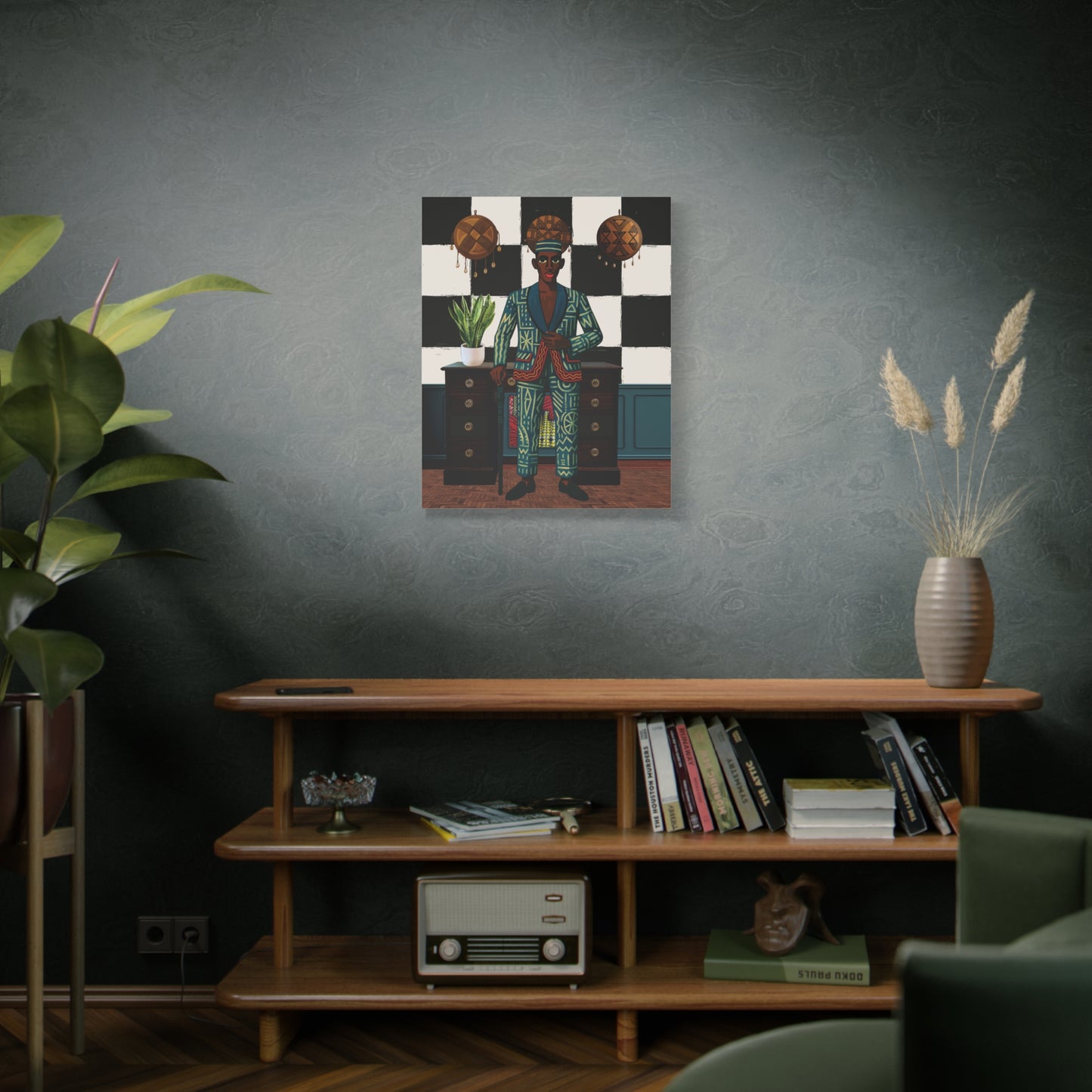 Matte Canvas Print, Afrocentric Wall Decor, He's Home Cultural Art, Unique Office Art, Modern African Art Print, Stylish Home Decor, Stretched, 1.25"