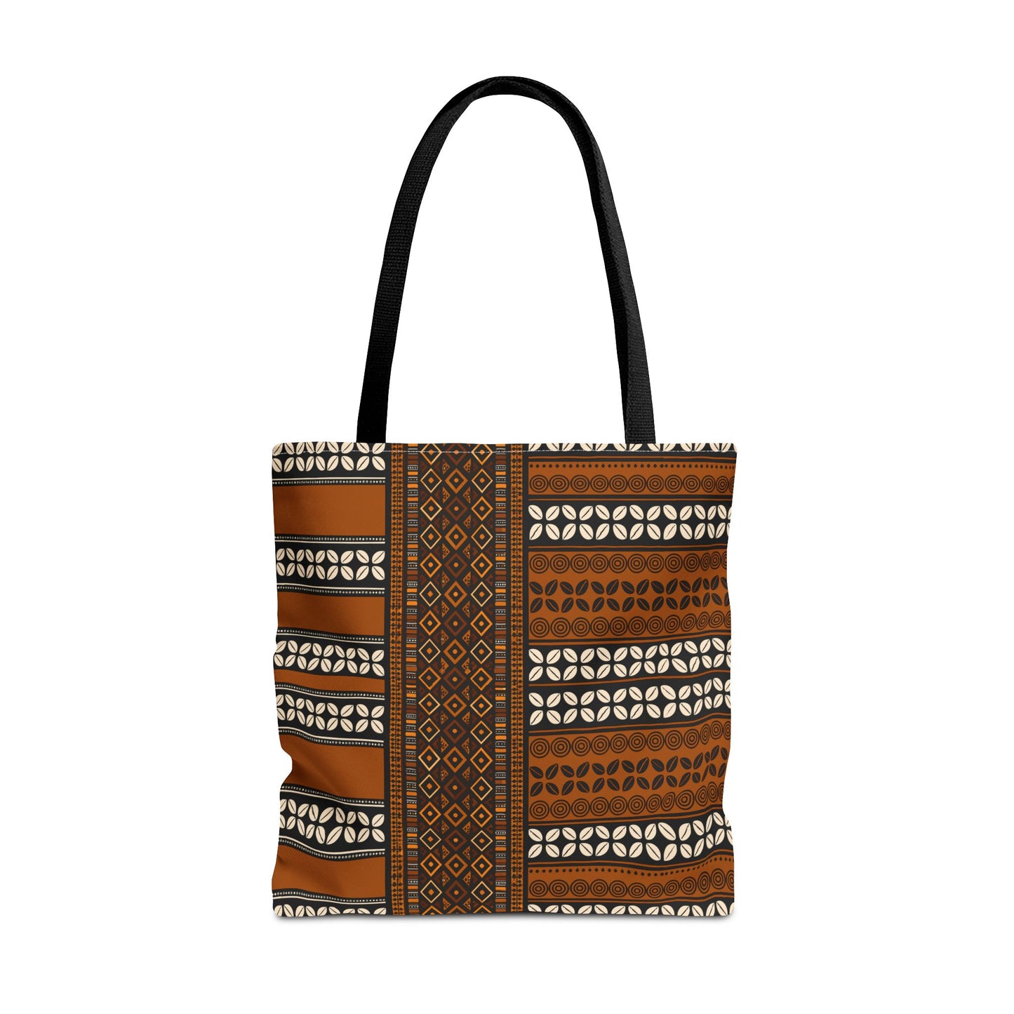 Mudcloth and Cowries Print Brown Canvas Tote Bag