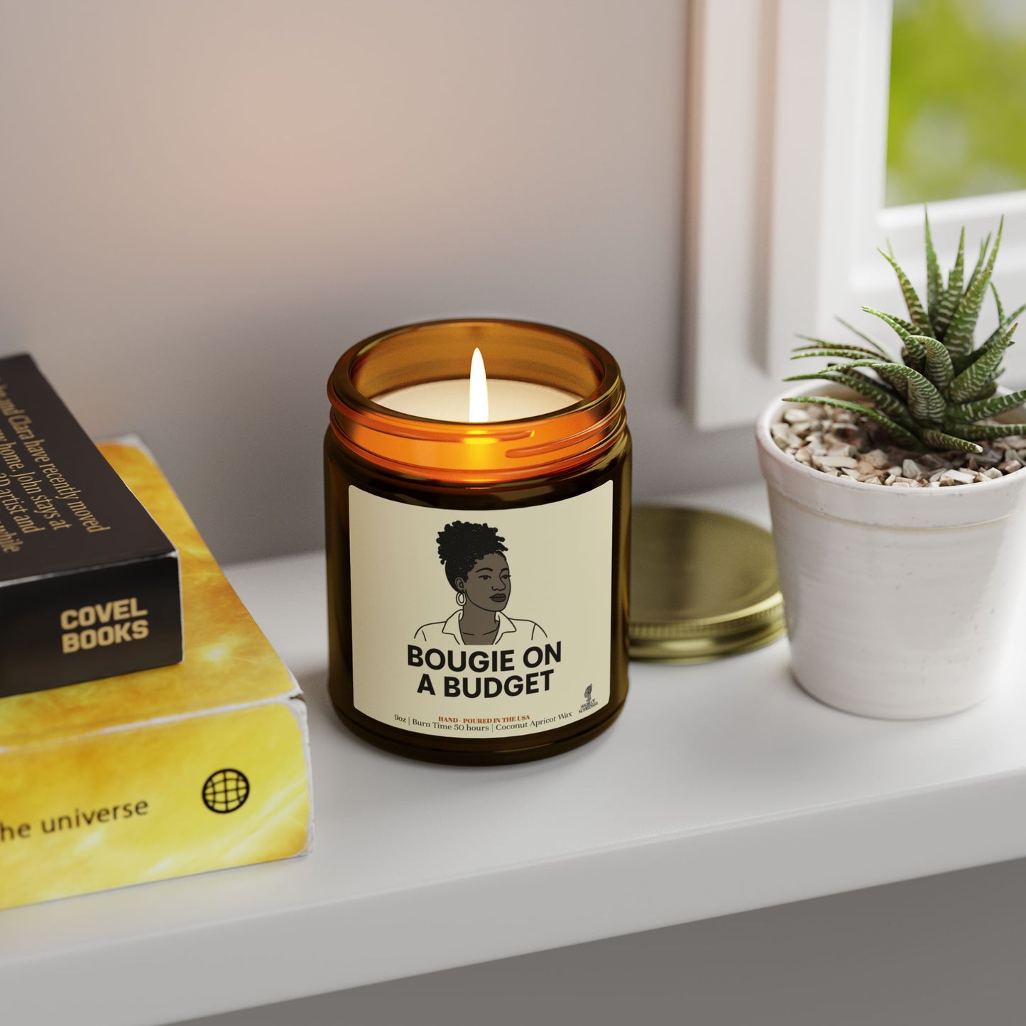 Bougie on a Budget Coconut Apricot Wax Scented Candles (Black and White), Afrocentric Candle, Home Fragrance Decor, Aromatherapy Gift, Relaxation Candle
