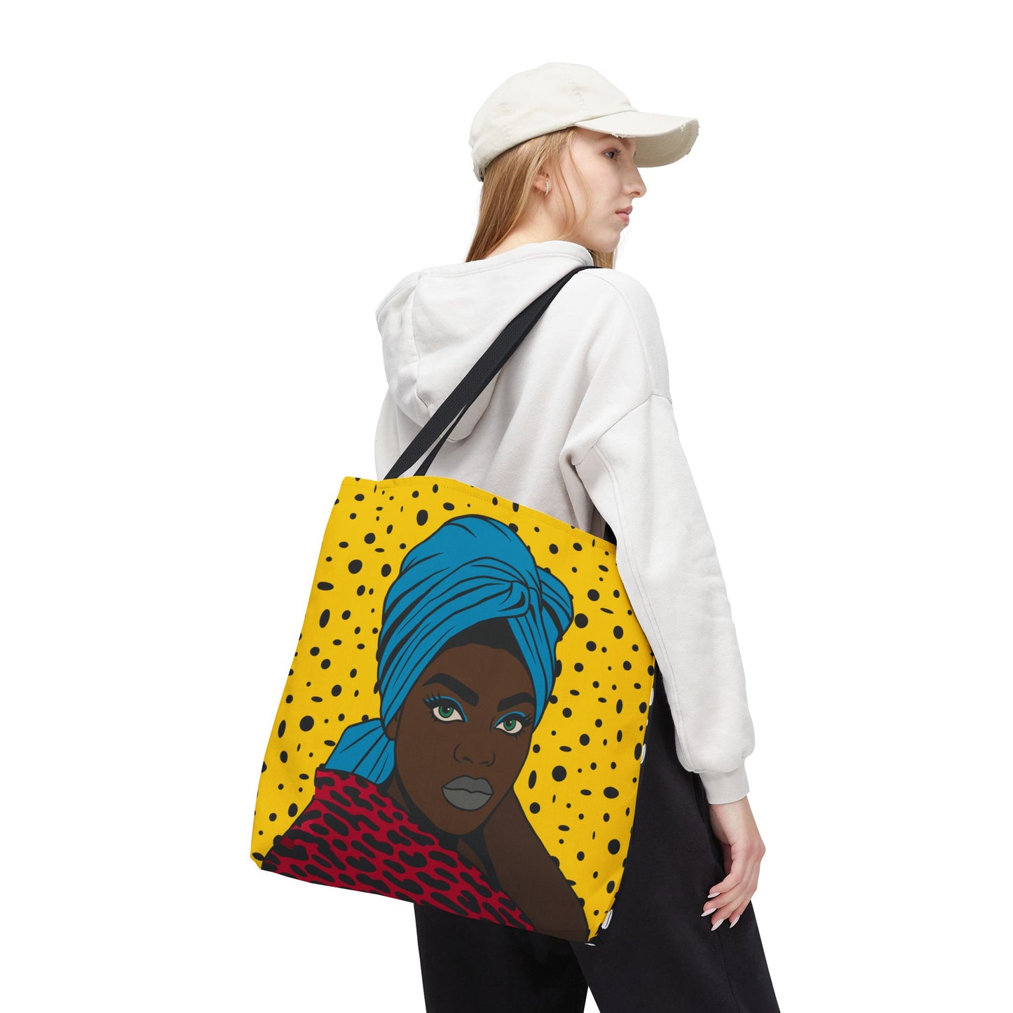 Turbanique Afro Glam Tote Bag, Black Woman, Cheetah Print, "VaVa Voom" Back