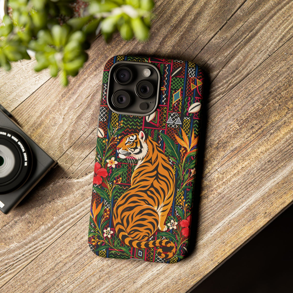 Bengal Tiger & Tropical Blooms Phone Case, African Art Design, Stylish Protective Cover for Samsung and iPhone, Unique Accessory, Gift Idea