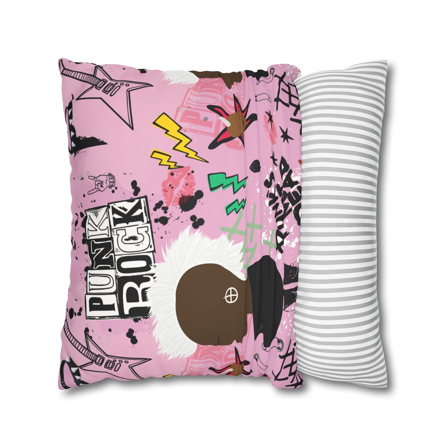 Punk Girl Pink Two-Sided Faux Suede Square Pillow Case