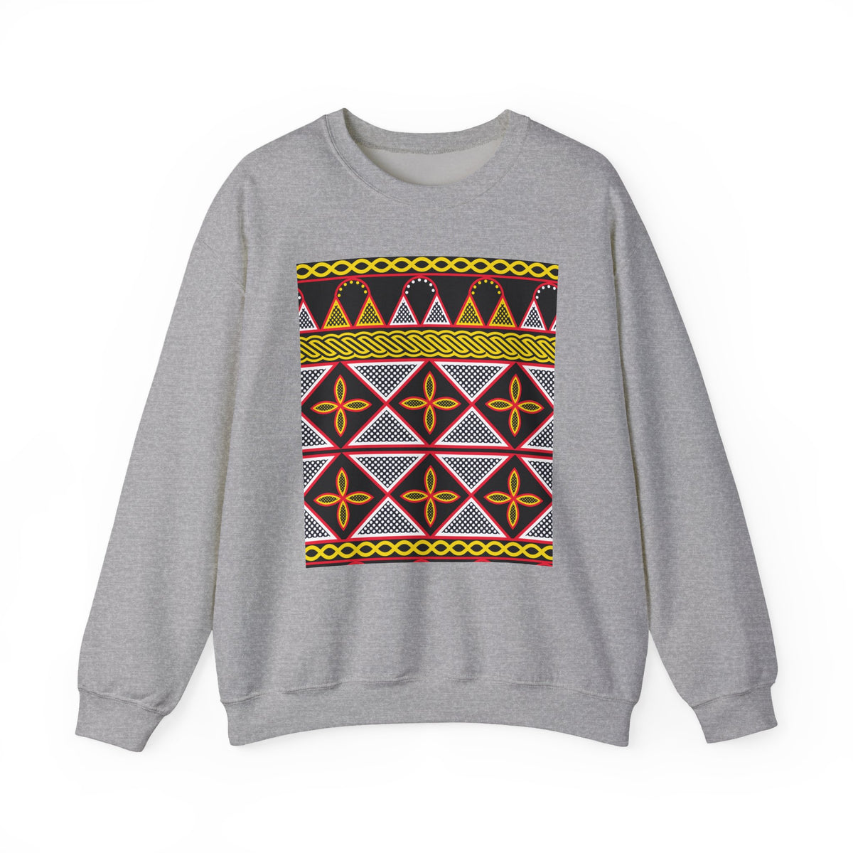Toghu Panel Unisex Heavy Blend Crewneck Sweatshirt, African-Inspired Front & Back Design