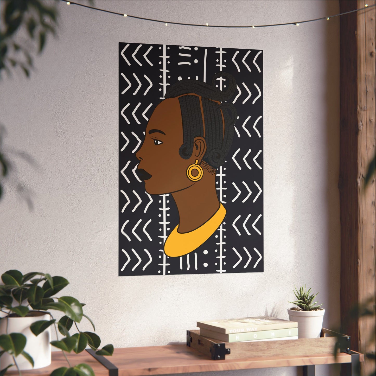 Lady Kongossa on Black Mudcloth Premium Matte Vertical Posters