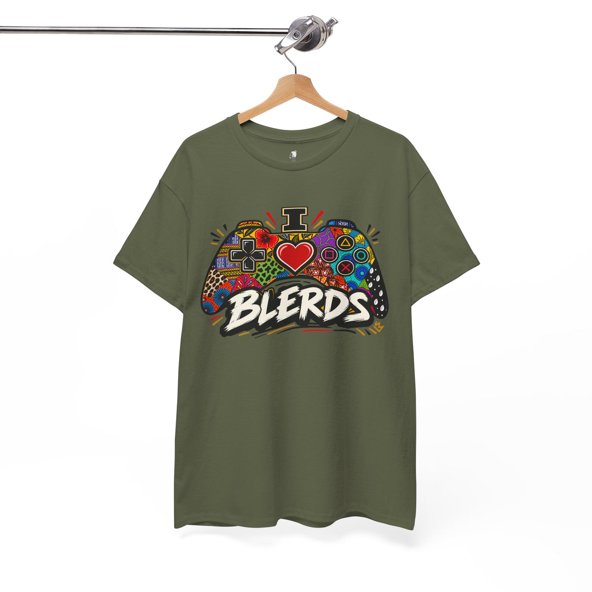 I Heart Blerds Tee Colorful Gamer Controller Graphic Unisex Heavy Cotton Tee