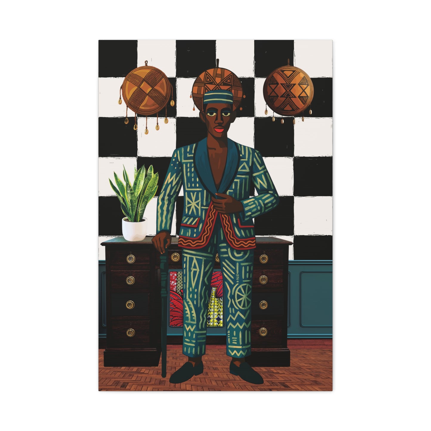 Matte Canvas Print, Afrocentric Wall Decor, He's Home Cultural Art, Unique Office Art, Modern African Art Print, Stylish Home Decor, Stretched, 1.25"
