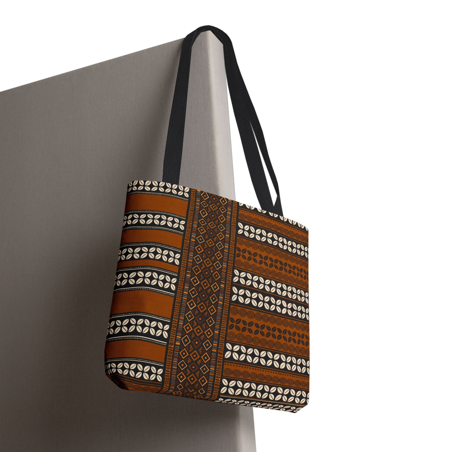 Mudcloth and Cowries Print Brown Canvas Tote Bag