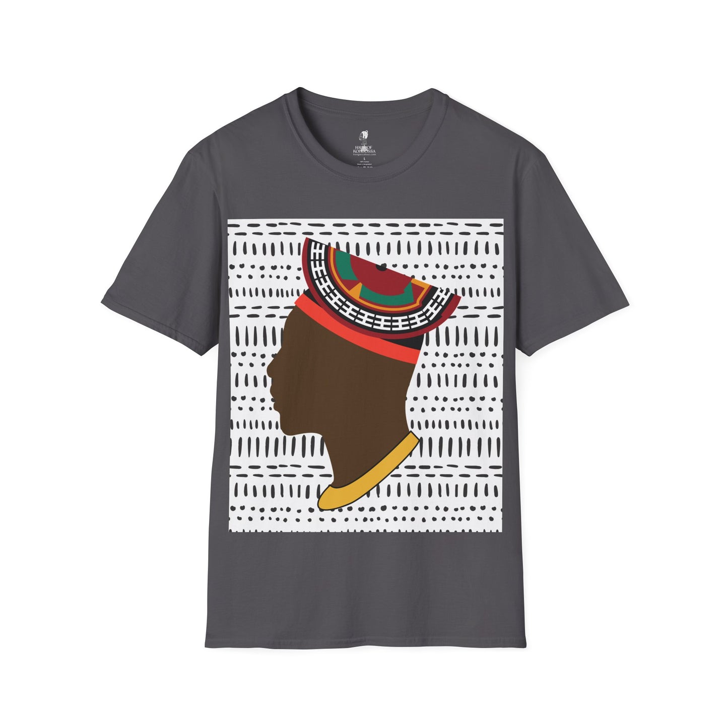 Man in Bamenda Hat White Mudcloth Unisex Softstyle T-Shirt