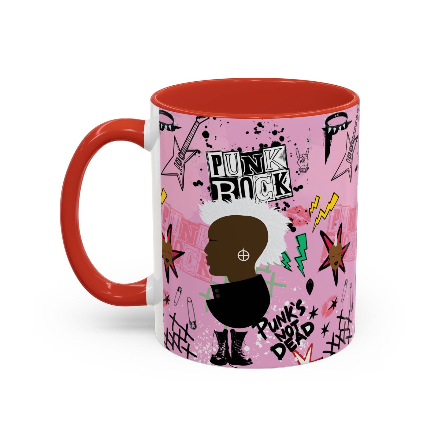 Punk Rock Pattern Accent Coffee Mug,  11oz, 15oz