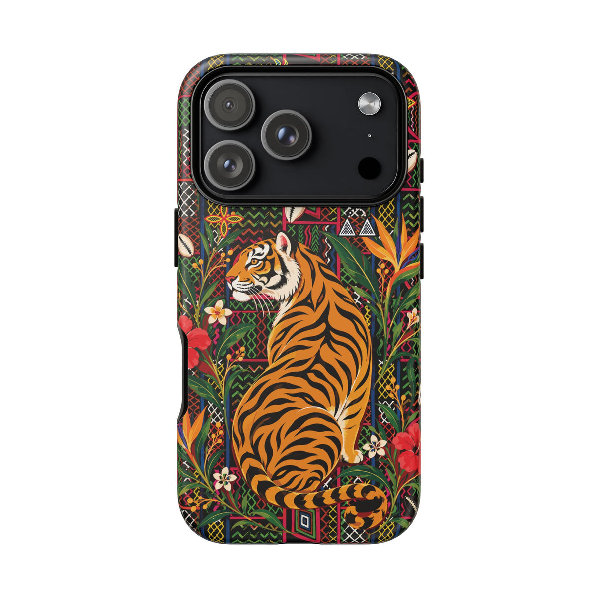 Bengal Tiger & Tropical Blooms Phone Case, African Art Design, Stylish Protective Cover for Samsung and iPhone, Unique Accessory, Gift Idea