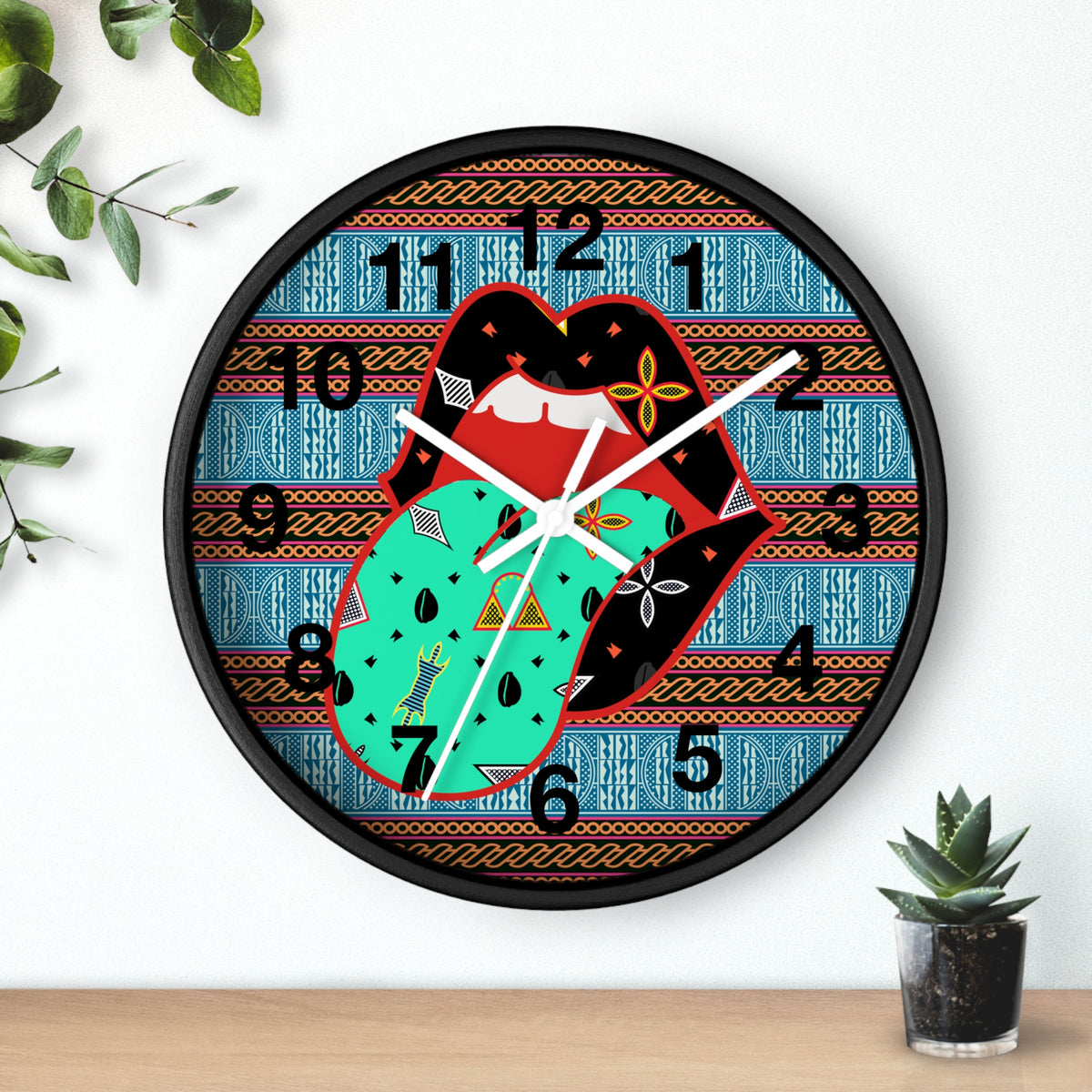 Lipsie Wood Wall Clock, Lipsie 10" x 10", Silent AA Battery, Indoor Use!