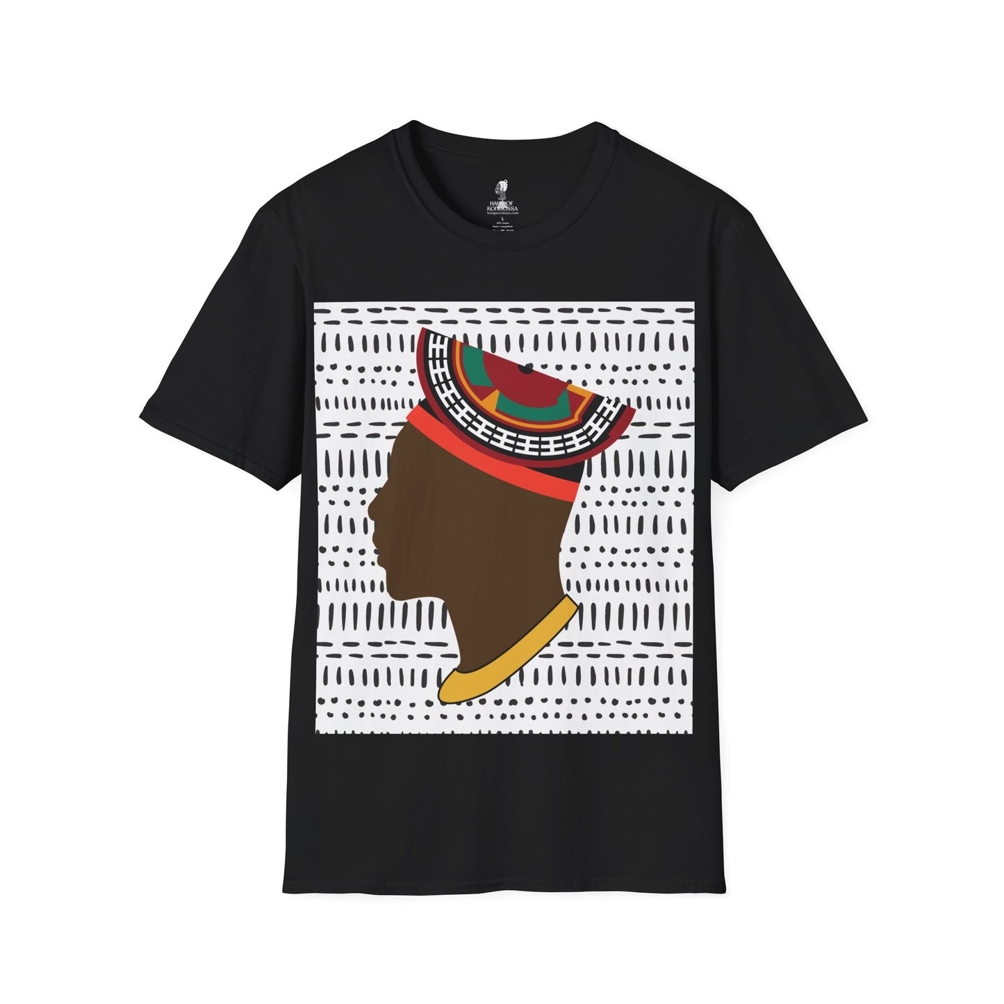 Man in Bamenda Hat White Mudcloth Unisex Softstyle T-Shirt
