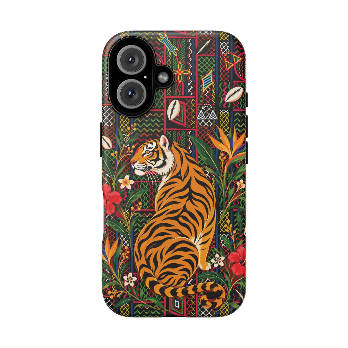 Bengal Tiger & Tropical Blooms Phone Case, African Art Design, Stylish Protective Cover for Samsung and iPhone, Unique Accessory, Gift Idea