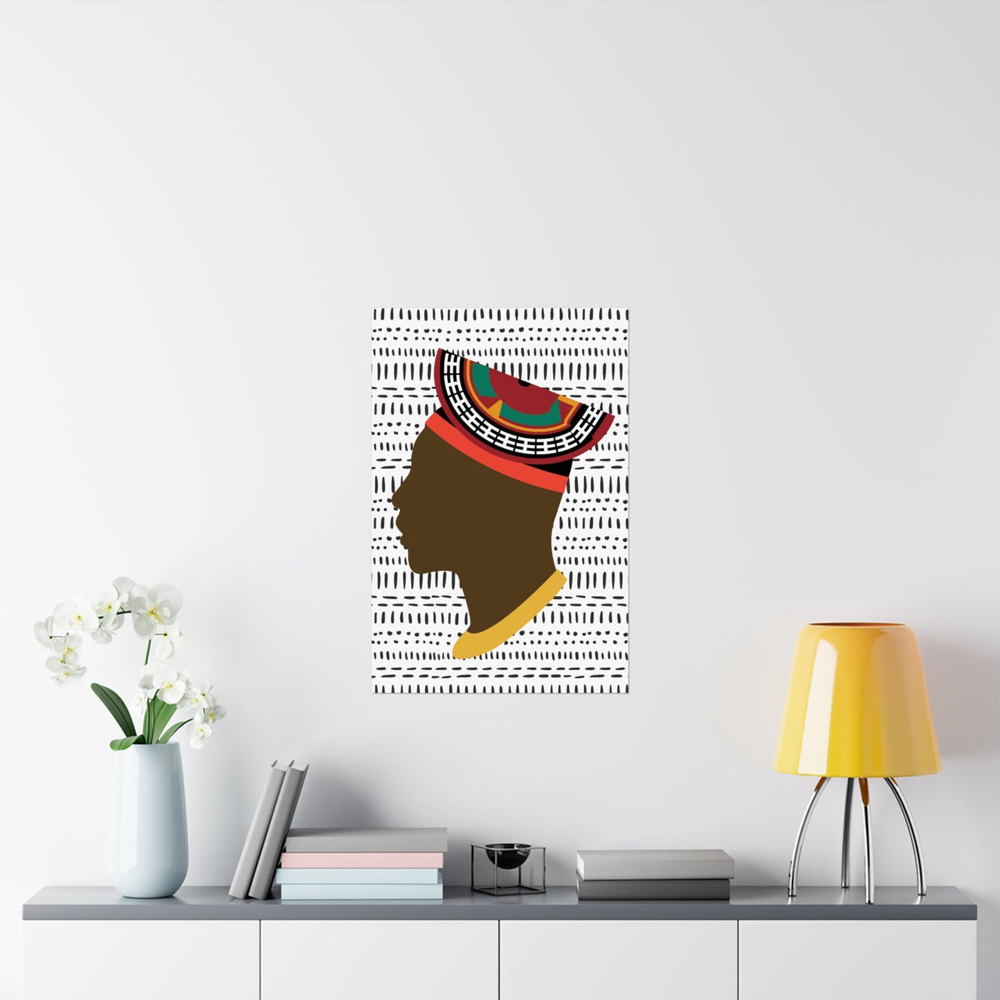 Man in Bamenda Hat White Mudcloth Premium Matte Vertical Posters