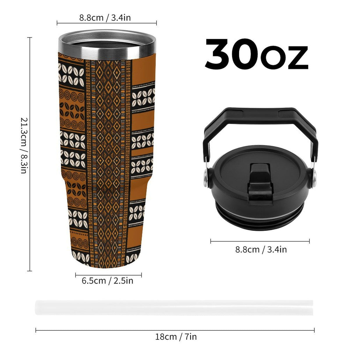 Mudcloth & Cowries 30oz Travel Tumbler Stainless Steel