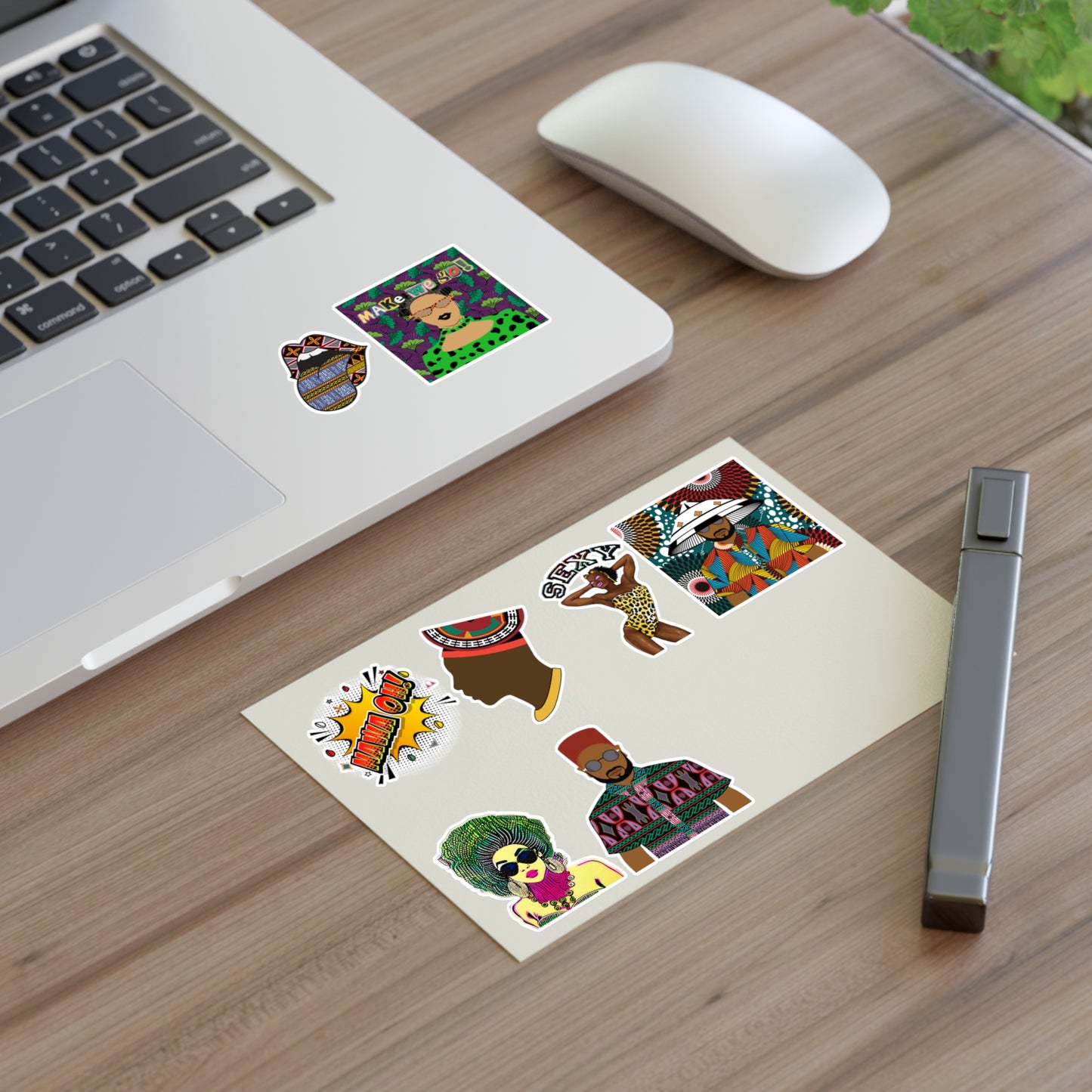 Atanga Durable White Vinyl African Sticker Sheets, Water Resistant Stickers for Crafts and Journals, Ideal Creative Gift