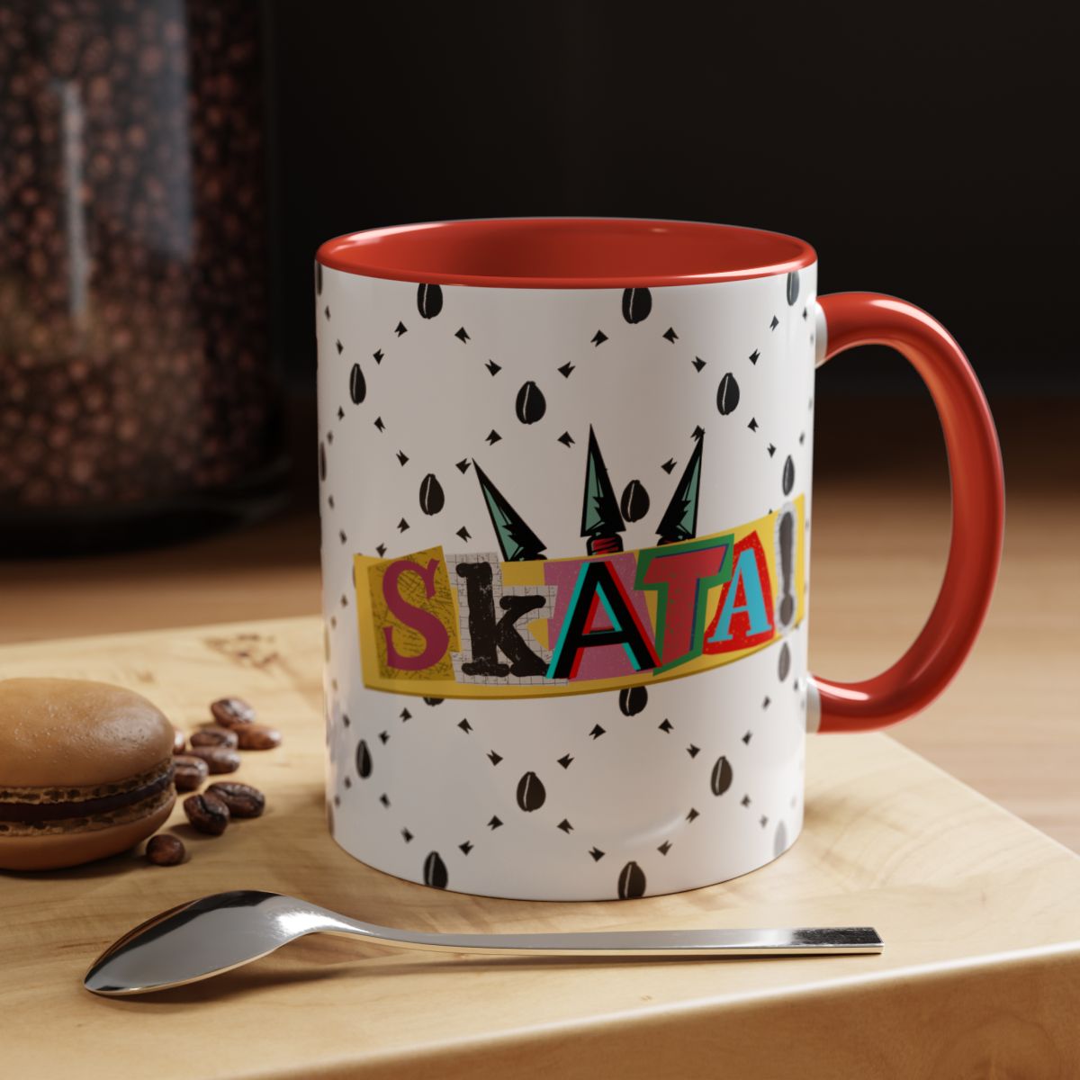 Skata Ceramic Accent Coffee Mug, 15oz, Ethnic Design, Kitchenware, Tea Cup, Home Decor, Drinkware