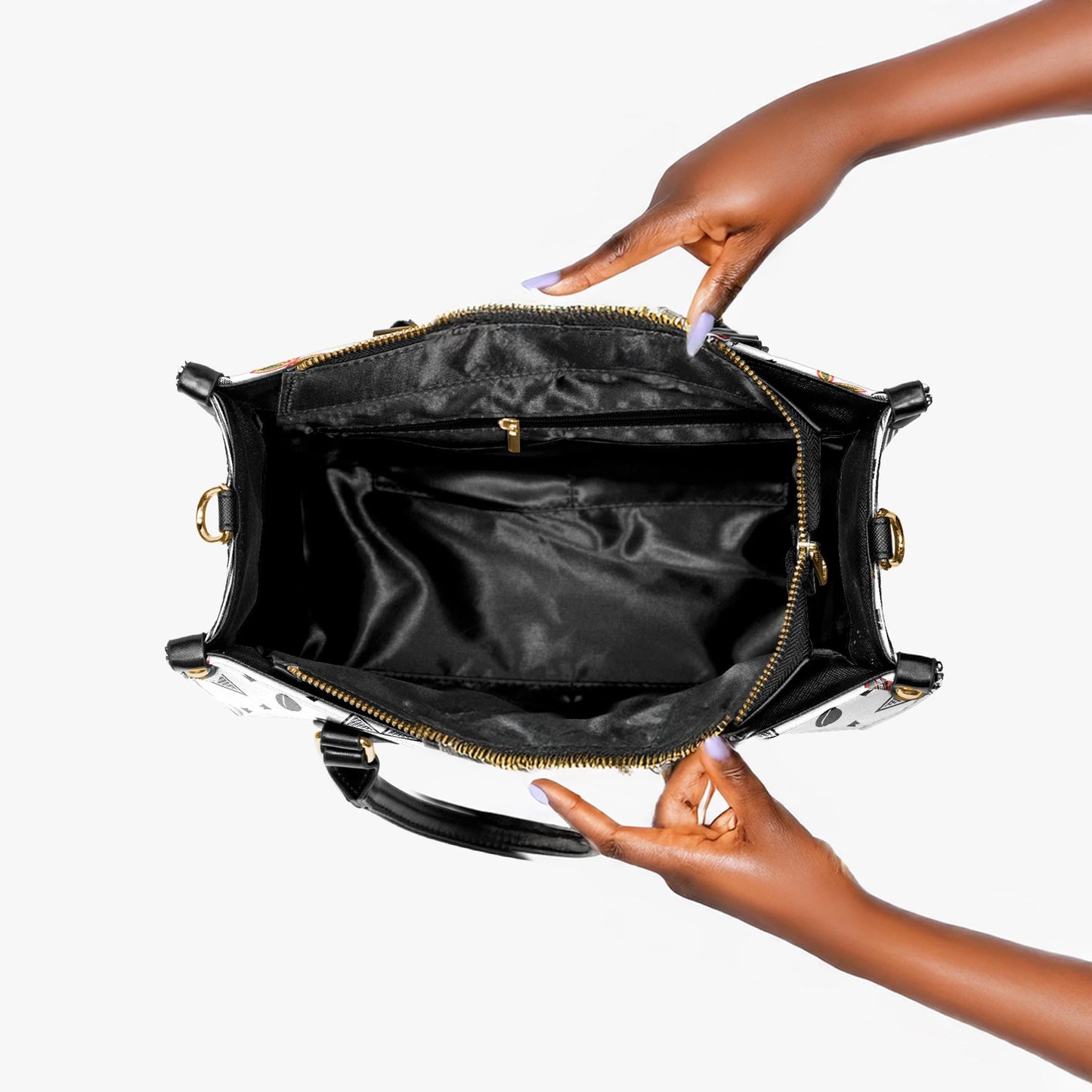 African Vegan Leather Tote Bag: Toghu Print, Cowrie Shells