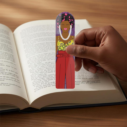 African Bookmark: Chantal in Red Pants - Book Lover Gift