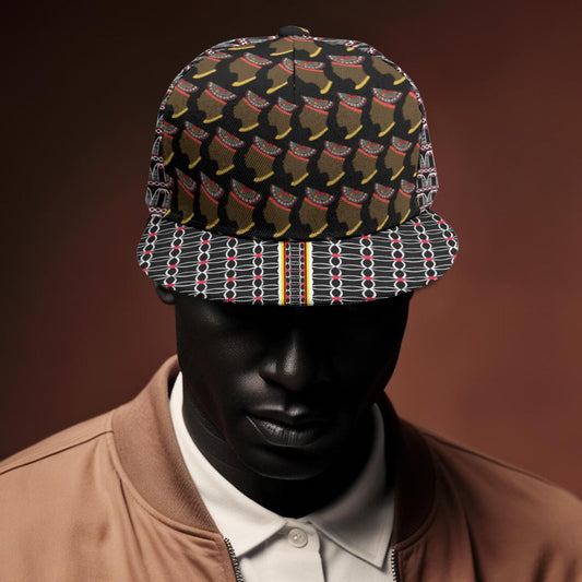 Bamenda Man design Baseball Cap: Adjustable Snapback, African Print  Flat Brim, Ready to Ship
