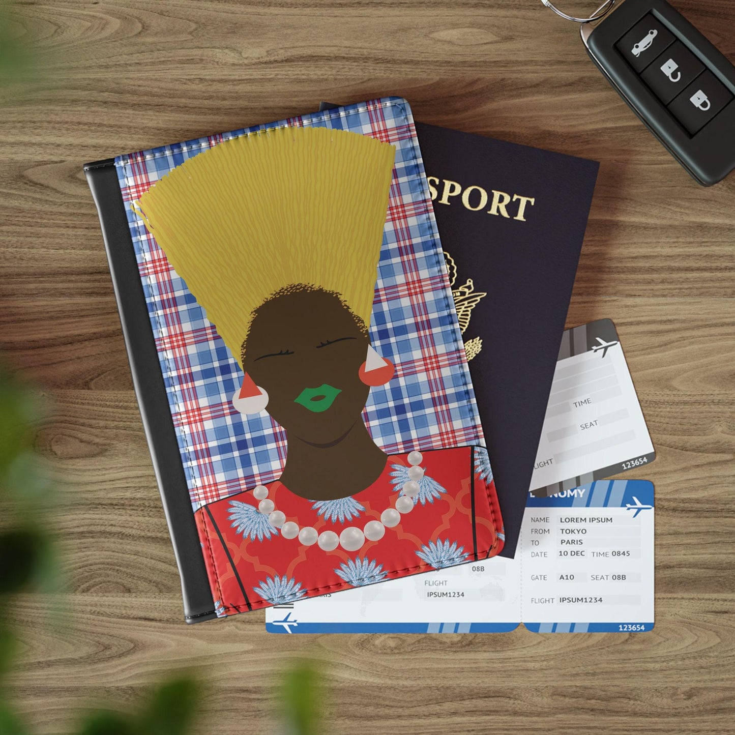 Nef in Red - Mukuta Plaid 2  - Passport Cover