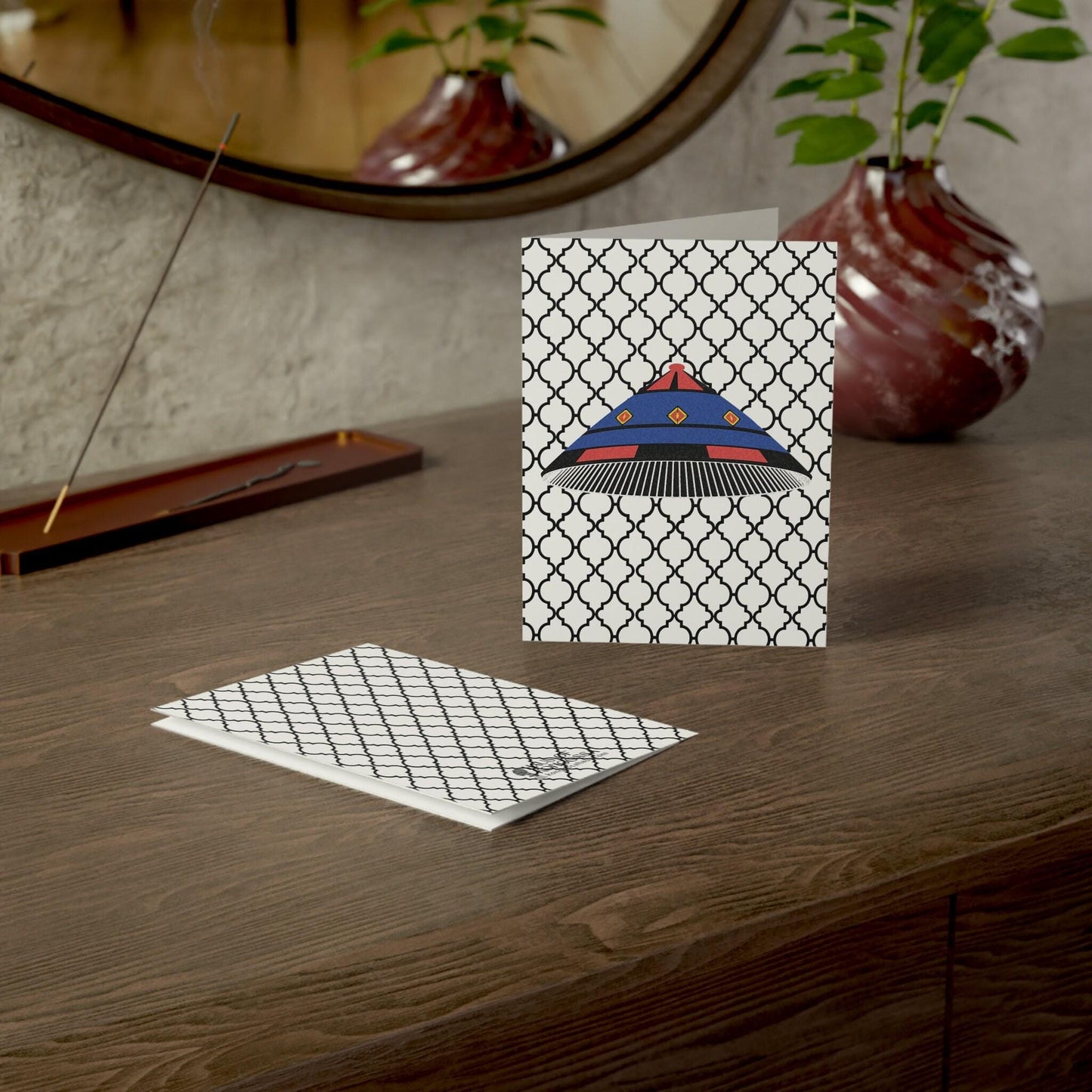 Blue Fulani Hat on Argyle African Greeting Cards (1, 10pcs)