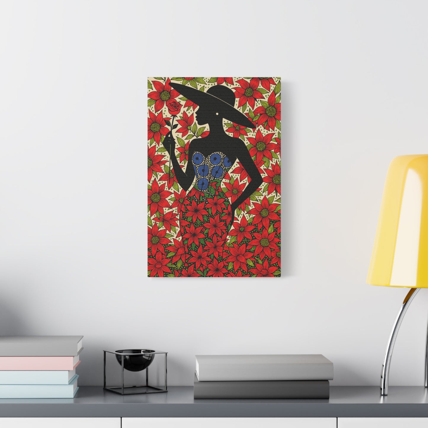 Poinsettia Lady Matte Canvas Wall Art,  Canvas Print, Floral Wall Decor, Mother's Day Gift, Stretched, 1.25"