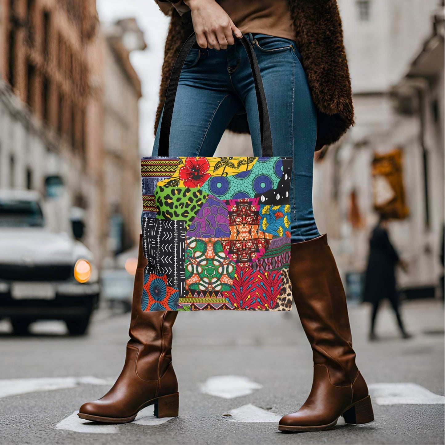 AfrikQuilt Ankara Print Canvas Tote Bag
