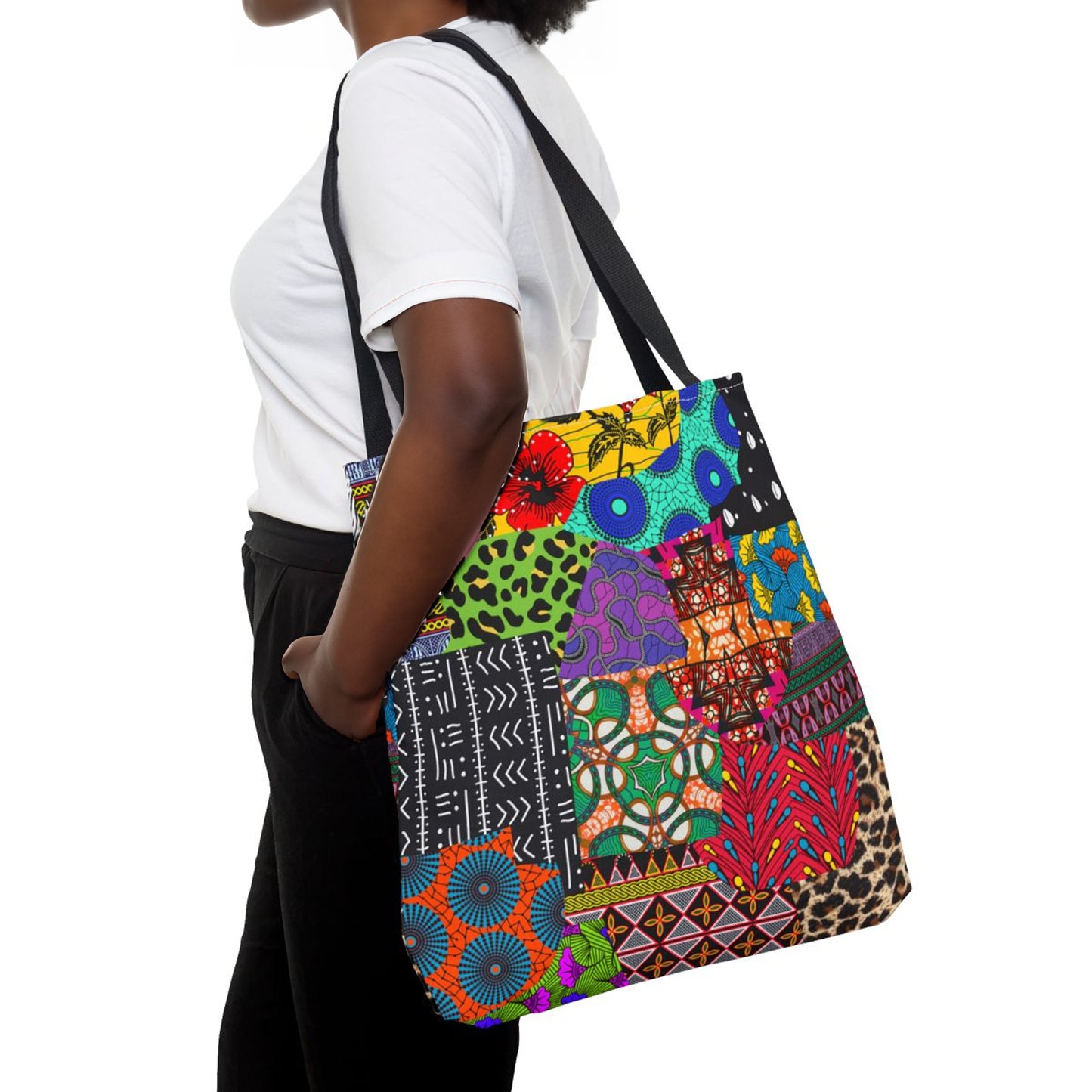 AfrikQuilt Ankara Print Canvas Tote Bag