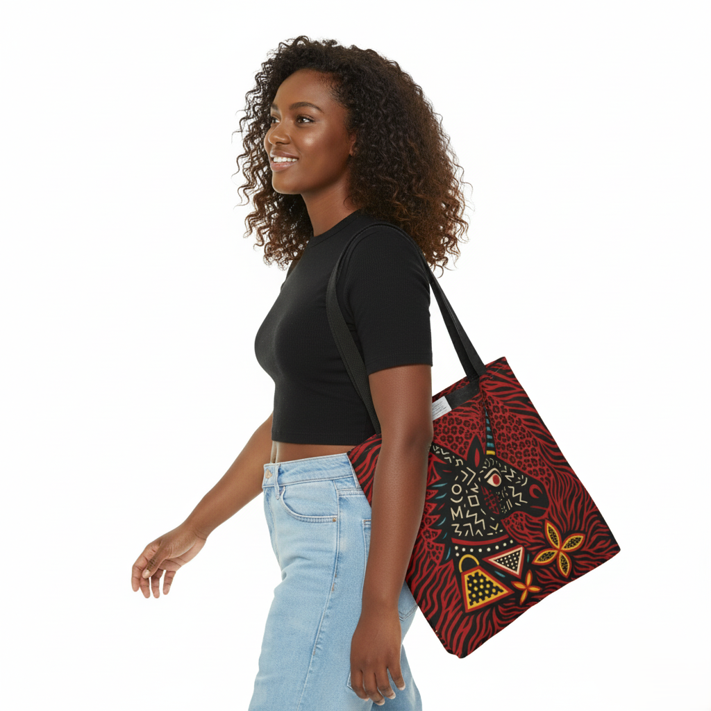 Black Unicorn Tote Bag, Double Sided Design, African Art, Unisex Canvas Tote, Large & Small Sizes, Stylish Beach Bag, Gift for Her