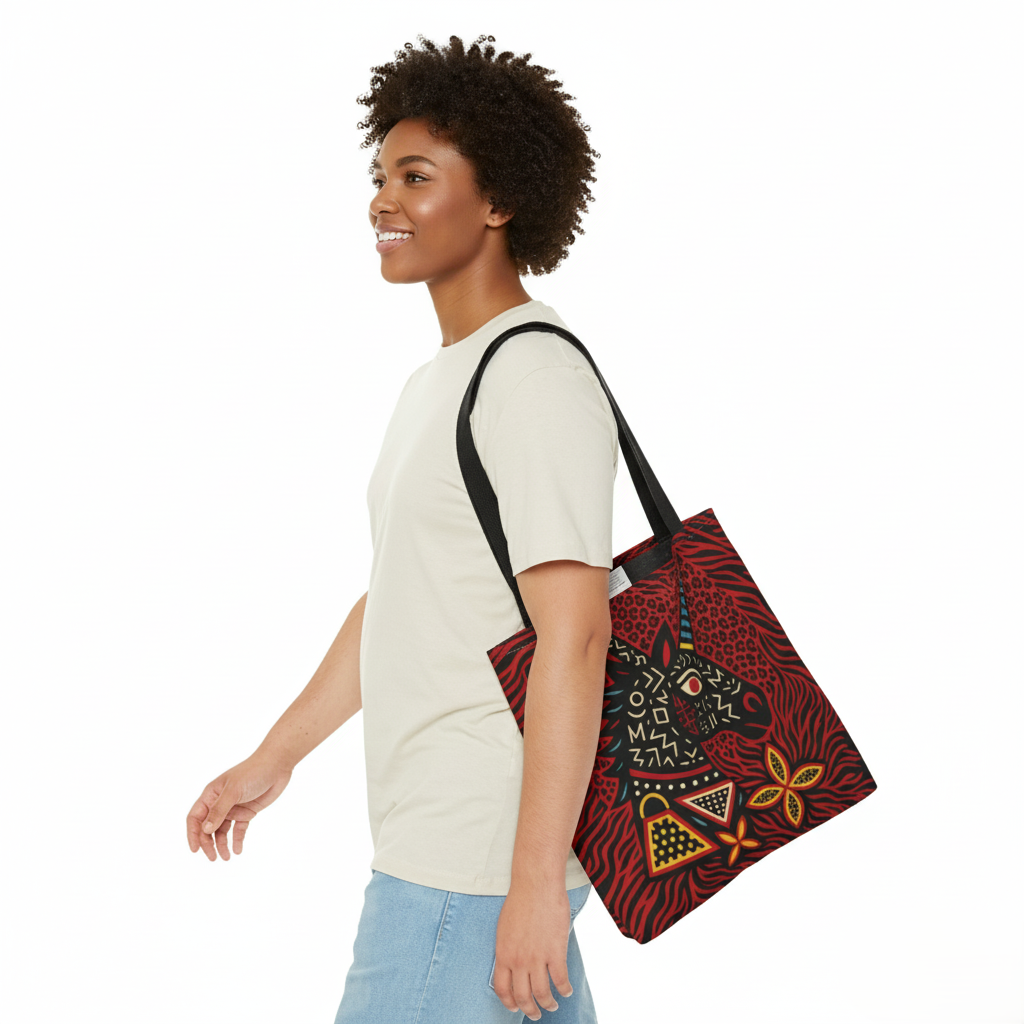 Black Unicorn Tote Bag, Double Sided Design, African Art, Unisex Canvas Tote, Large & Small Sizes, Stylish Beach Bag, Gift for Her