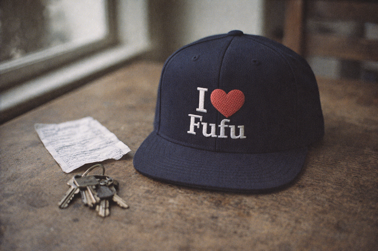 I luv FUFU Flat Bill Snapback Hat, Embroidered Adjustable One Size Cap