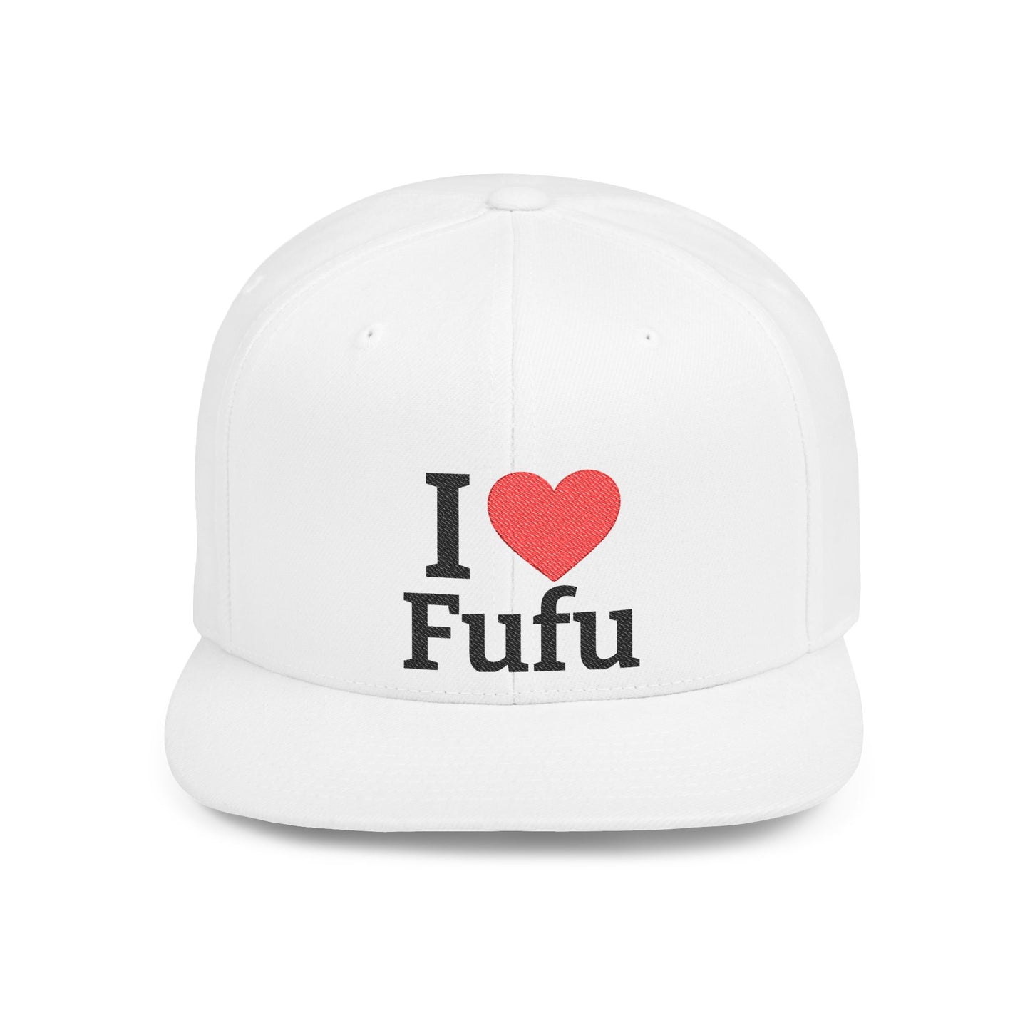 I luv FUFU Flat Bill Snapback Hat, Embroidered Adjustable One Size Cap