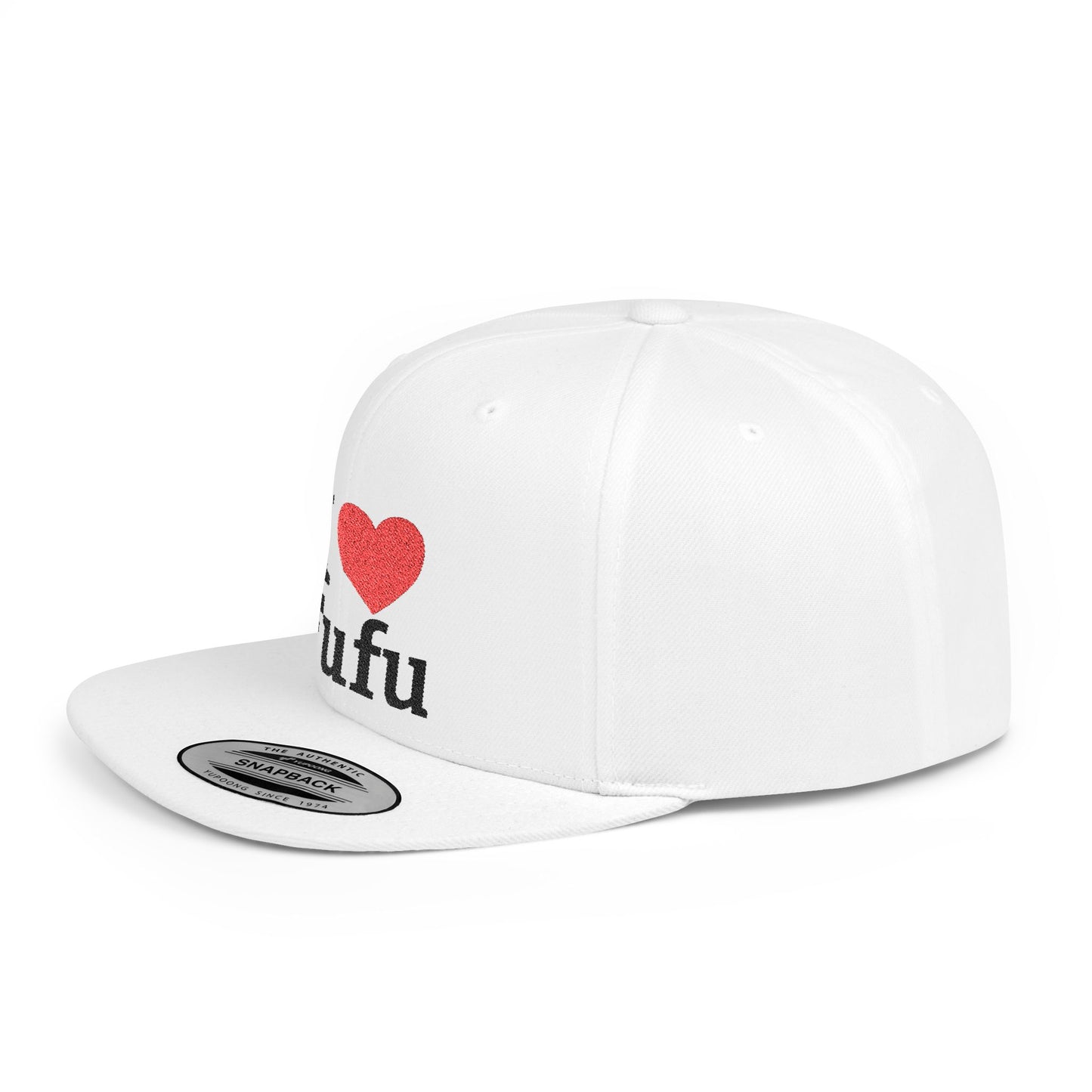 I luv FUFU Flat Bill Snapback Hat, Embroidered Adjustable One Size Cap