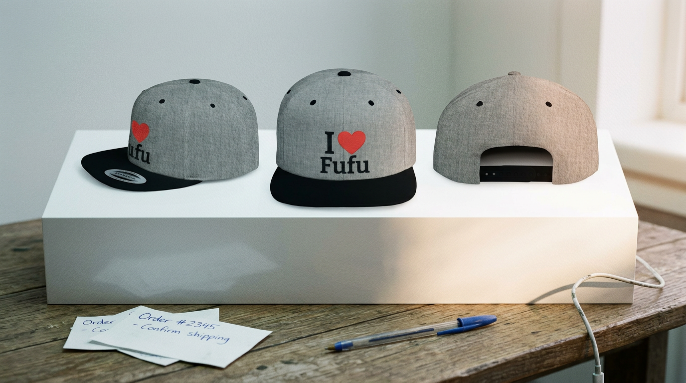 I luv FUFU Flat Bill Snapback Hat, Embroidered Adjustable One Size Cap