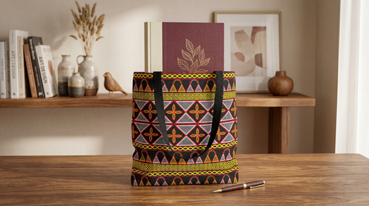 Yellow Cameroon Toghu Print Canvas Tote Bag