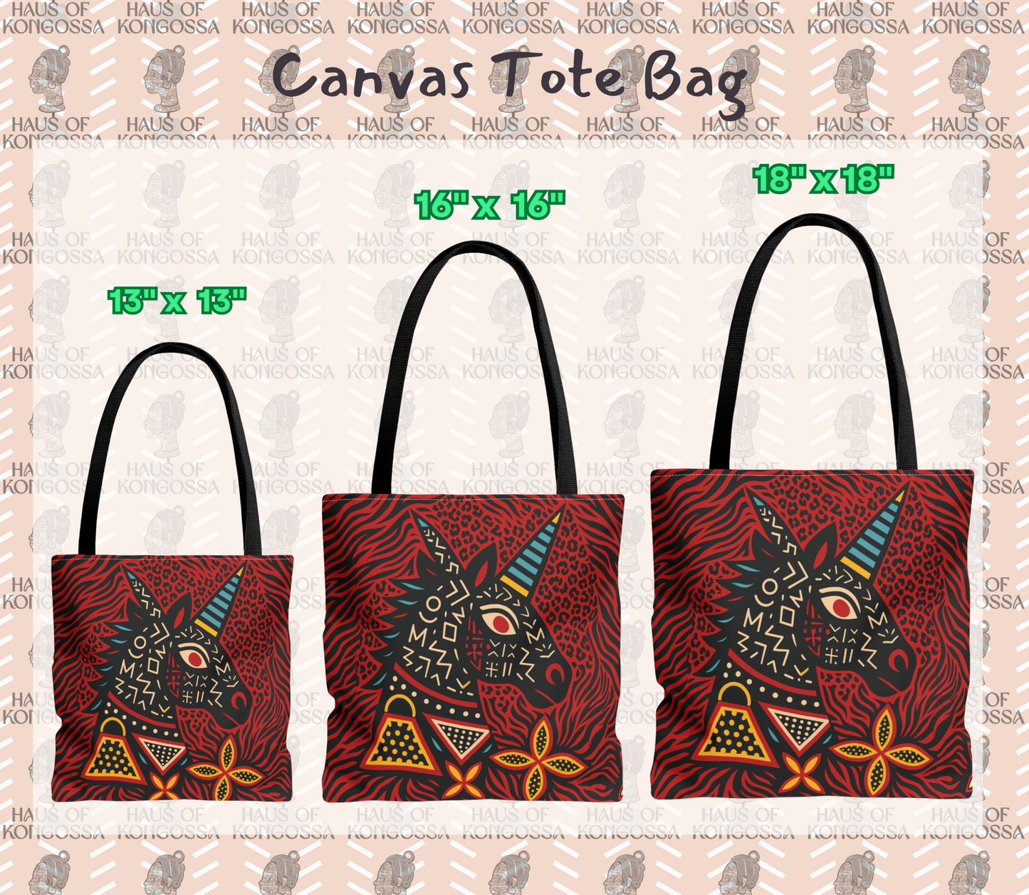 Pascale in BW Mudcloth CanvasTote Bag